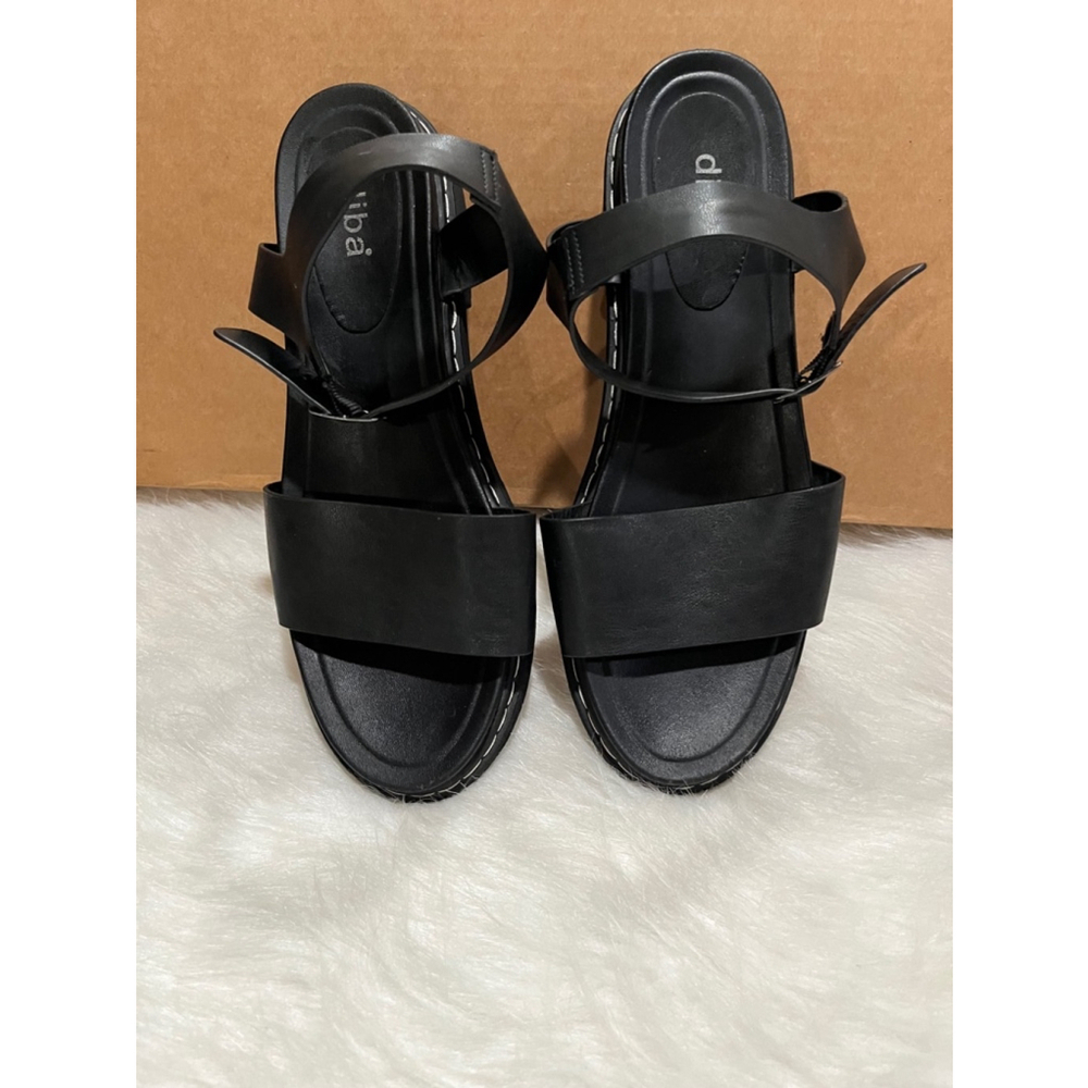 Diba Black Leather Sandals Women Size 11 US, Buckle Closure